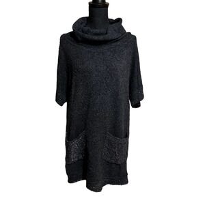 Picadilly Long Line Fuzzy Cowl Neck Tunic Sweater Top Women's M Medium